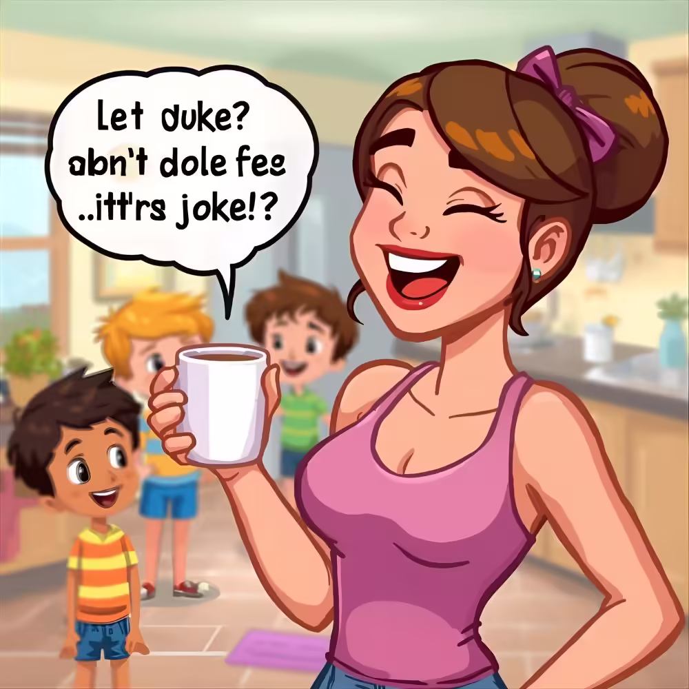 Moms always know how to make everyone laugh, even on busy mornings!