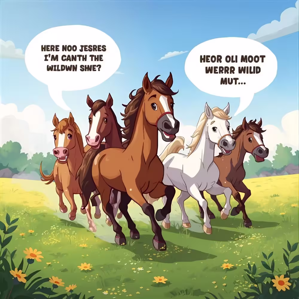 Galloping horse jokes illustration.