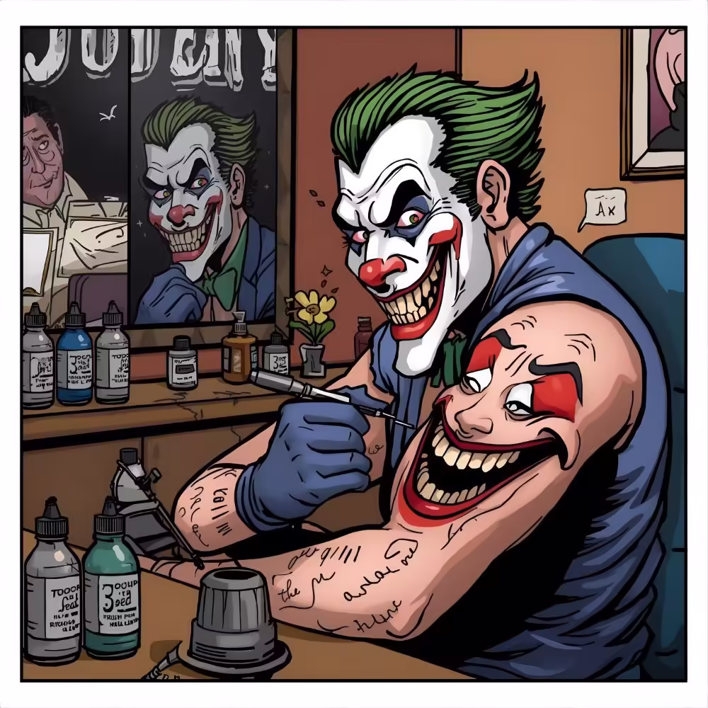Joker tattoos are permanent reminders of chaos.