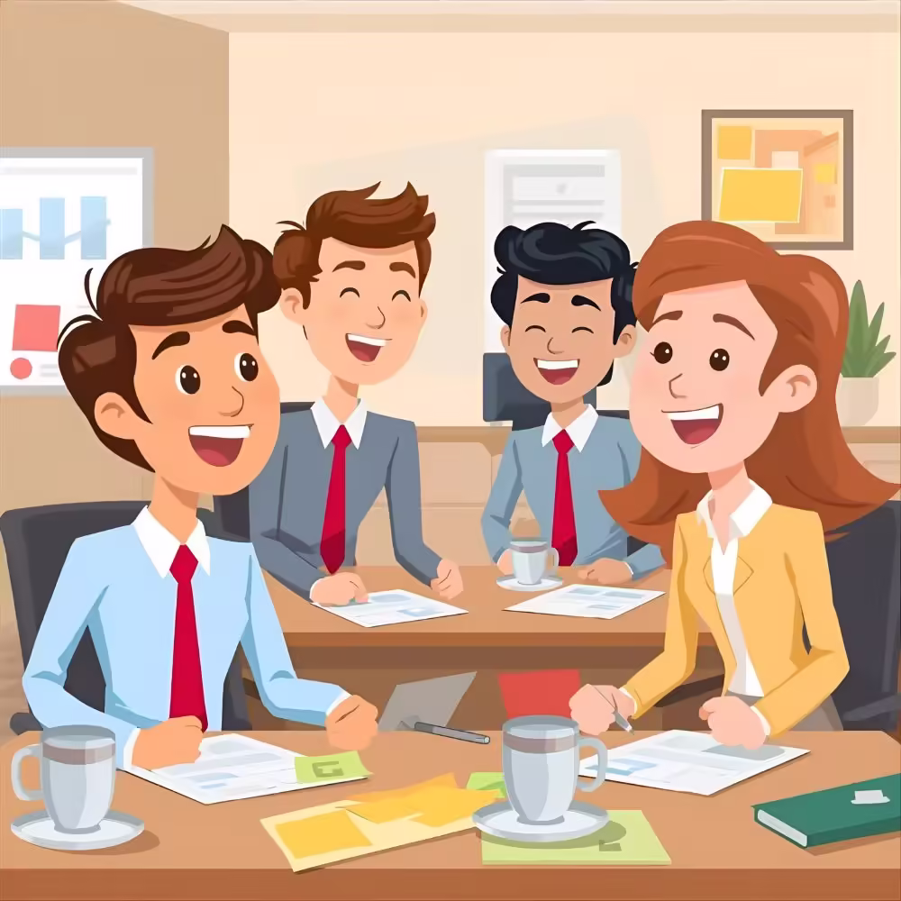 office coworkers laughing at silly work jokes for adults