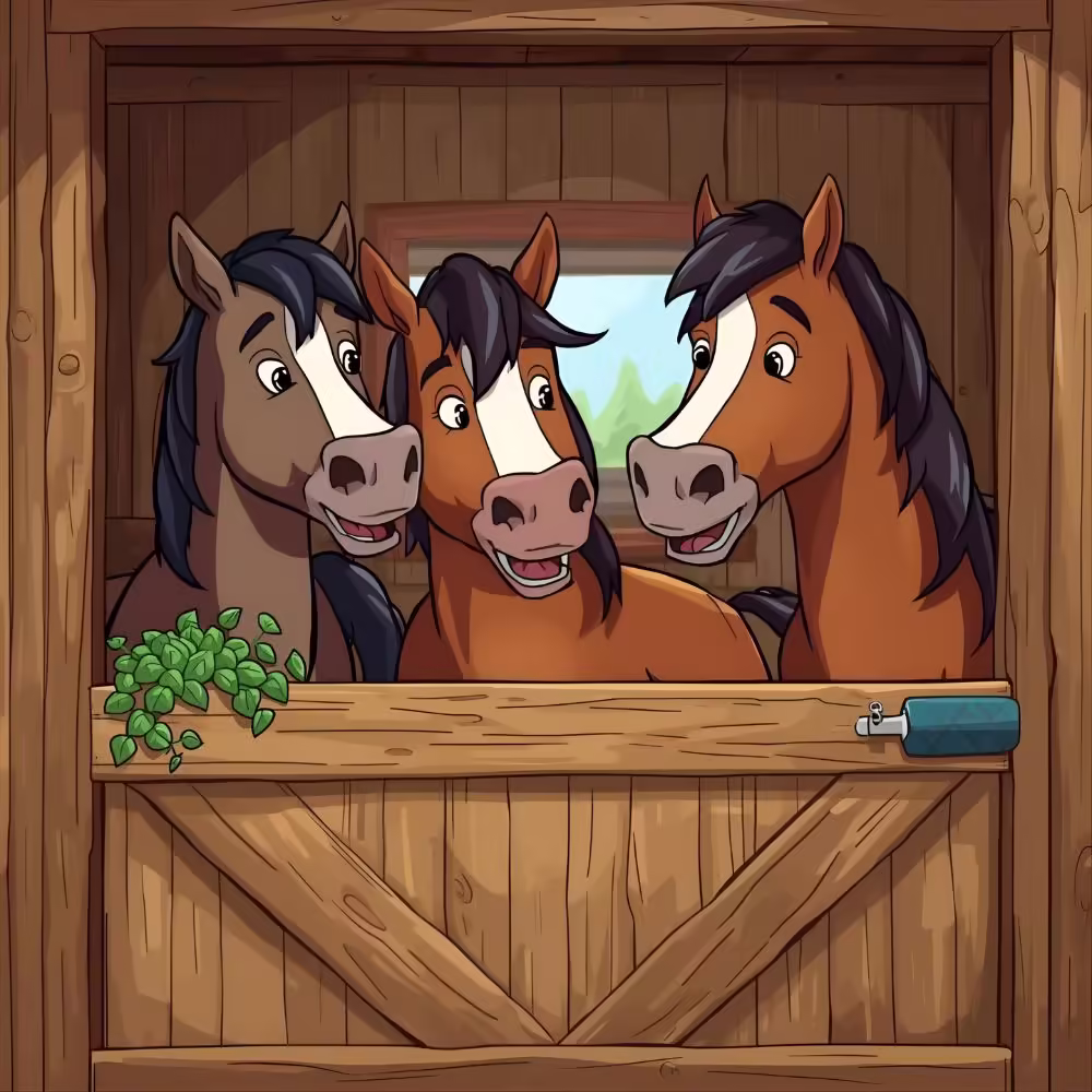 Funny stable humor horse jokes illustration.