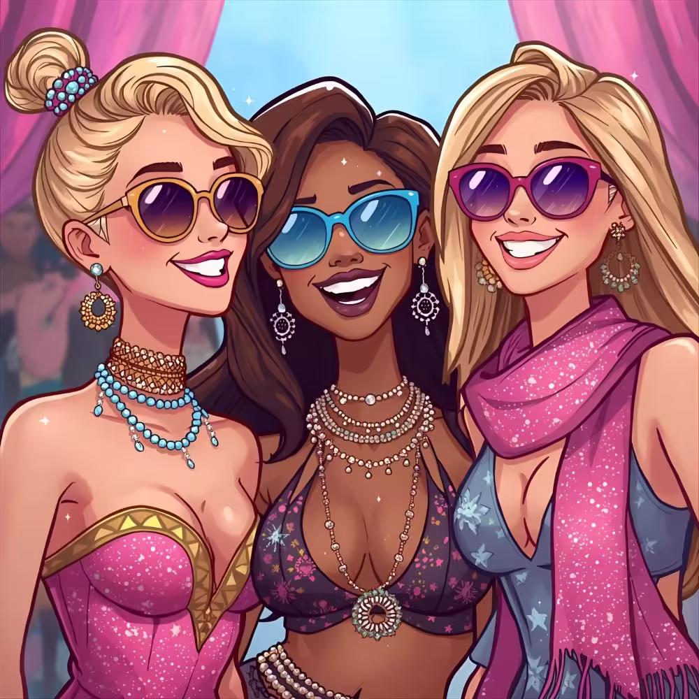stylish accessory puns cartoon jewelry scarves sunglasses