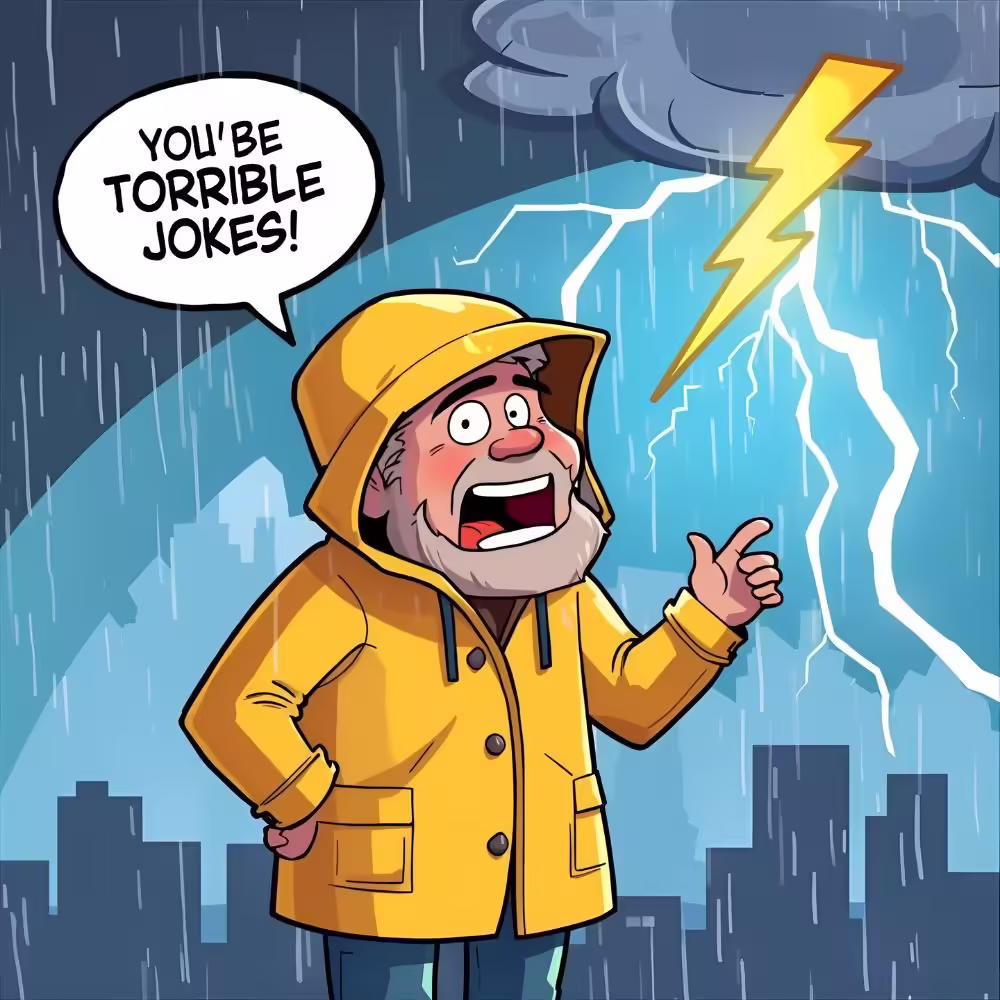 Stormy skies can’t hide these groan-worthy dad jokes!