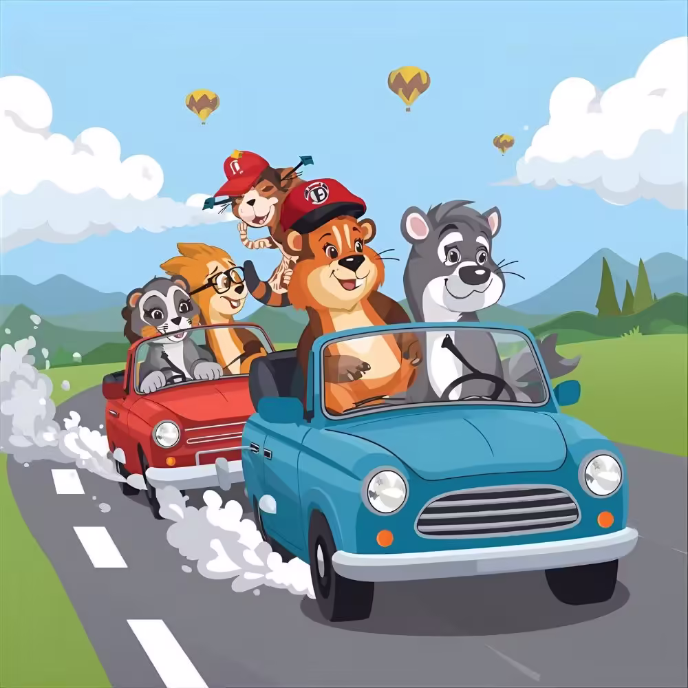 Funny animal car jokes illustration