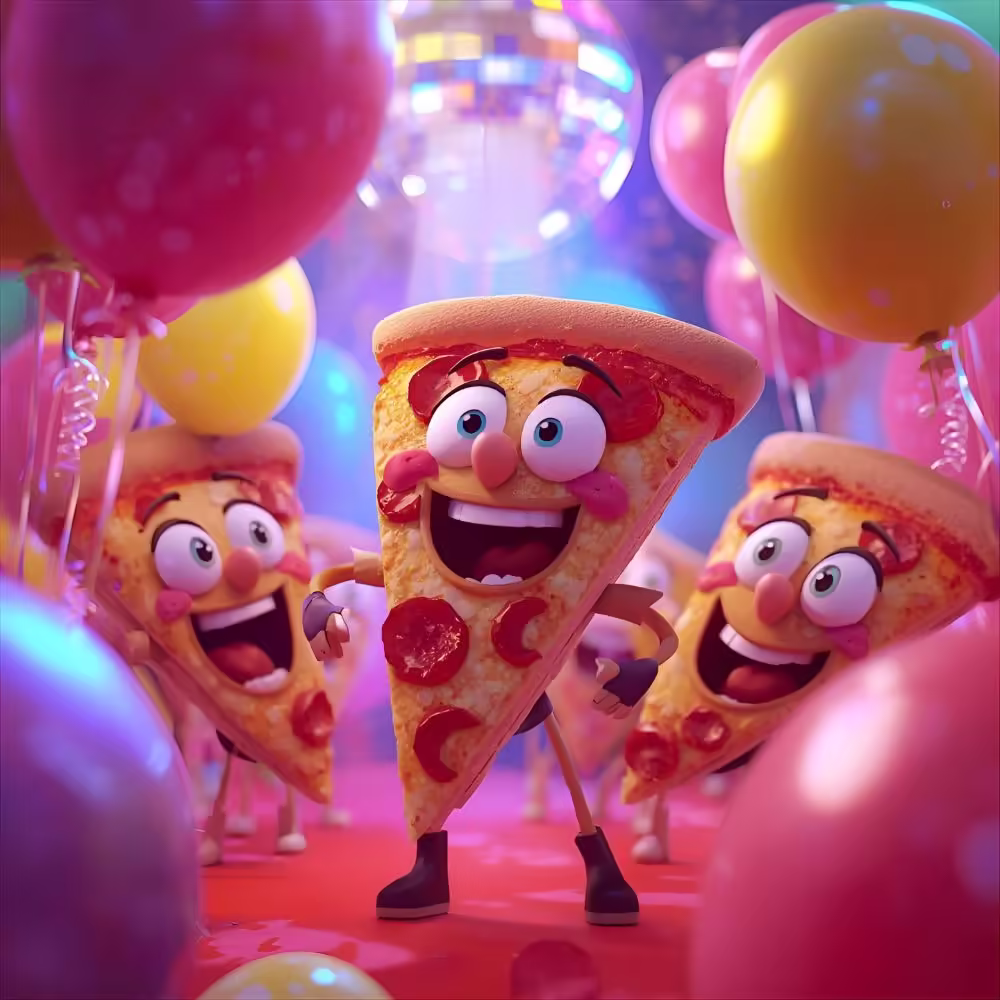 Funny classic pizza jokes cartoon slice.