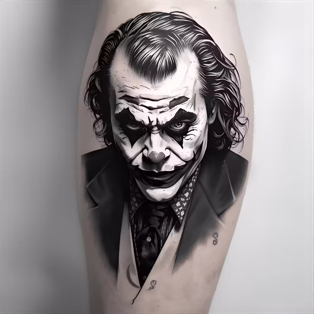 joker-black-and-white-tattoo-ideas-classic