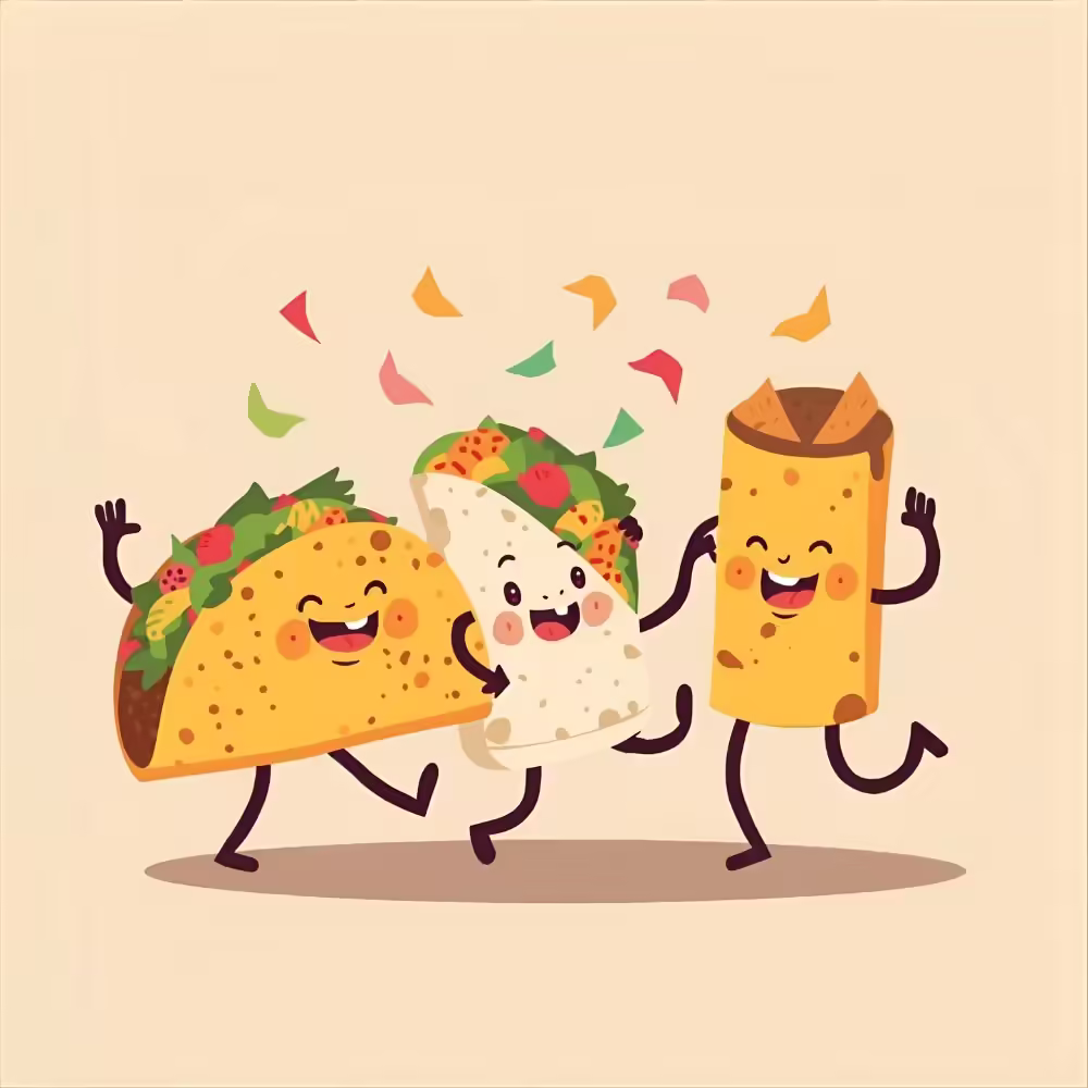 mexican food jokes cartoon tacos burritos nachos