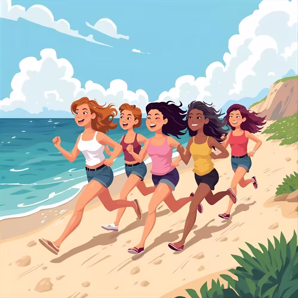 Running team puns funny cartoon group.
