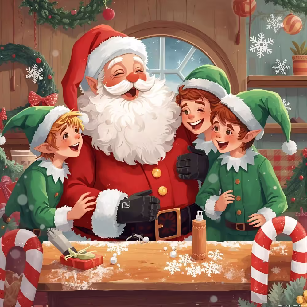 santa-and-elves-laughing-funny
