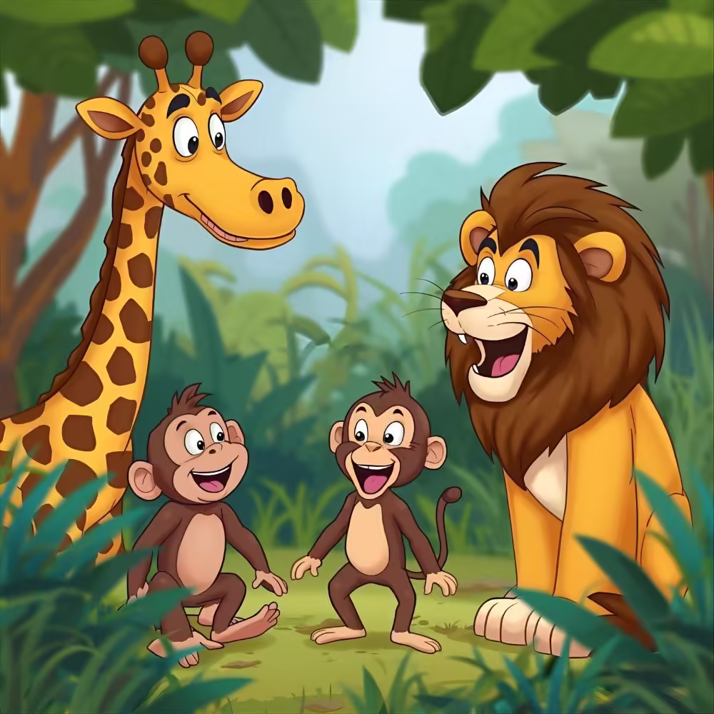 silly animal jokes cartoon jungle animals laughing