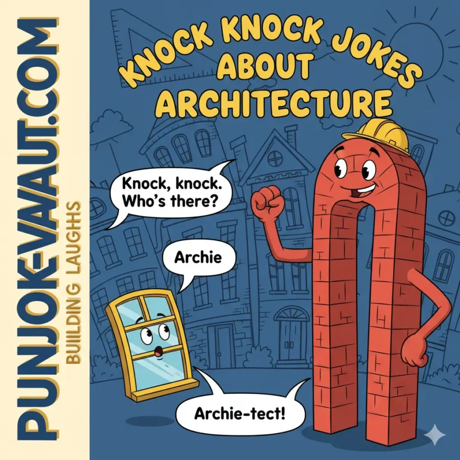 "Funny knock knock jokes about architecture for kids and adults—hilarious building, design, and construction puns."