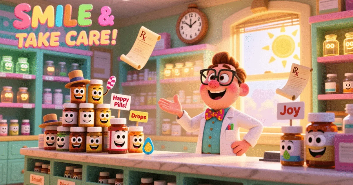 fun pharmacy jokes cartoon illustration