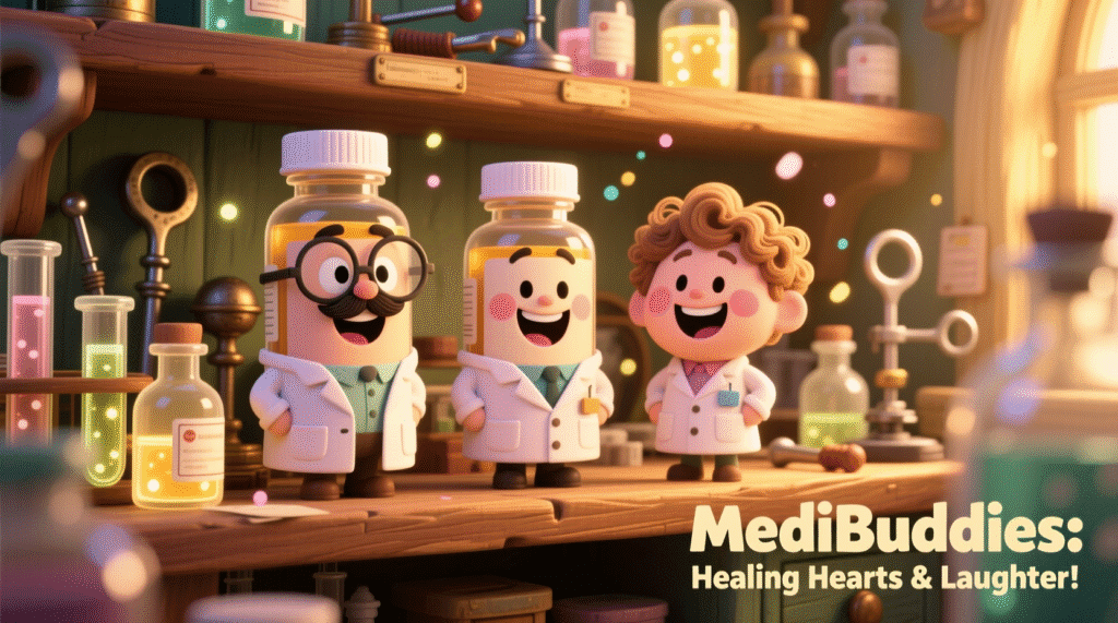 medicine bottle characters cartoon