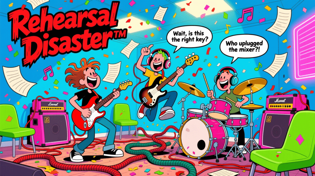 Rehearsal rooms: where chaos turns into comedy.