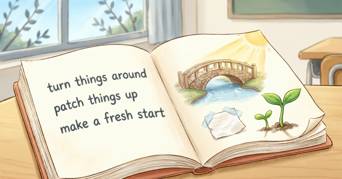 Idioms for making things better with examples, meanings, and metaphor comparison for students and ESL learners.