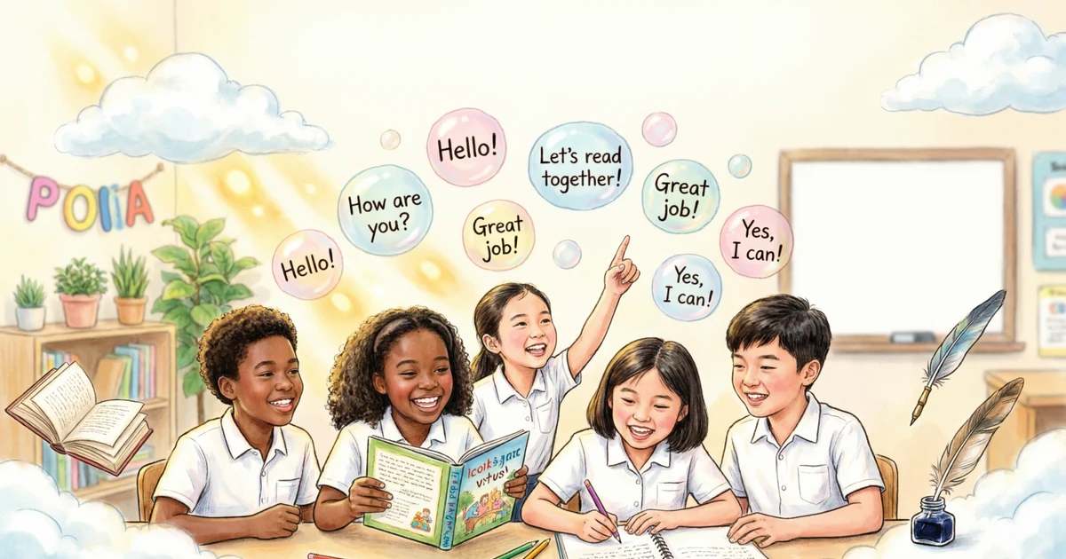 Students learning idioms for joy and metaphors for joy with cheerful phrase examples