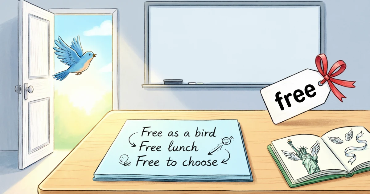 Students learning idioms for free and metaphors about freedom with examples in an English classroom