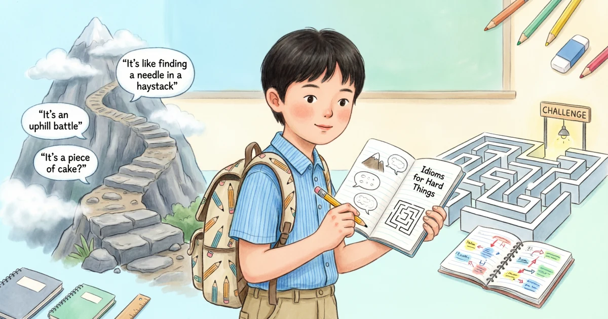 Student learning idioms for difficult situations with mountain and maze metaphors