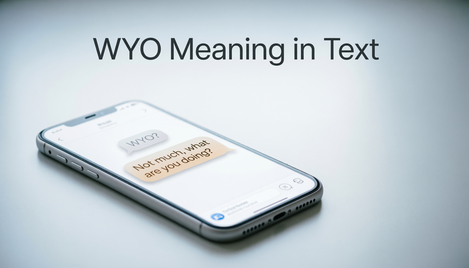 Phone displaying a conversation that explains the WYO meaning in text