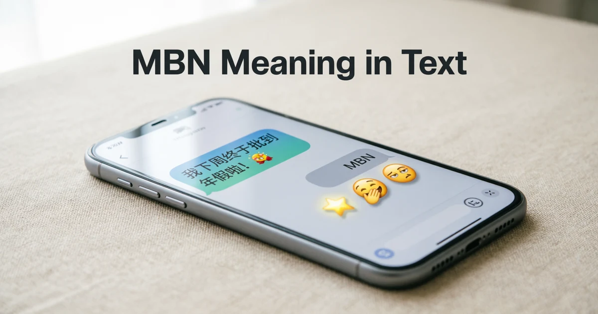 Smartphone conversation explaining MBN meaning in text as must be nice