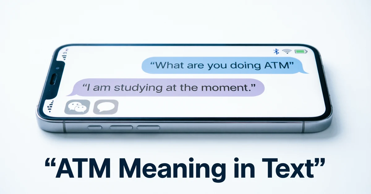 Phone screen showing a conversation explaining the ATM meaning in text