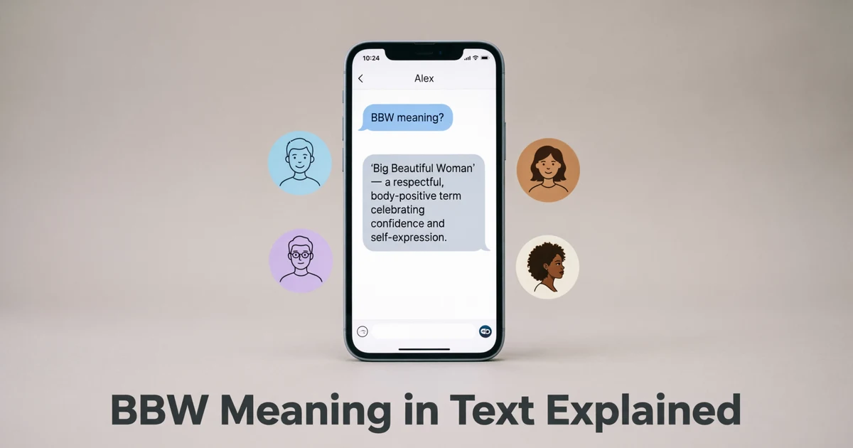 BBW meaning in text explained with a smartphone conversation and clear definition