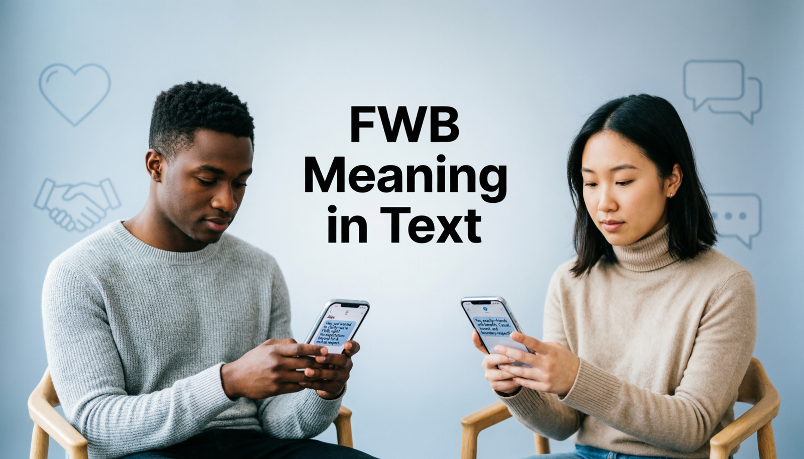 Phone displaying a conversation that explains the FWB meaning in text