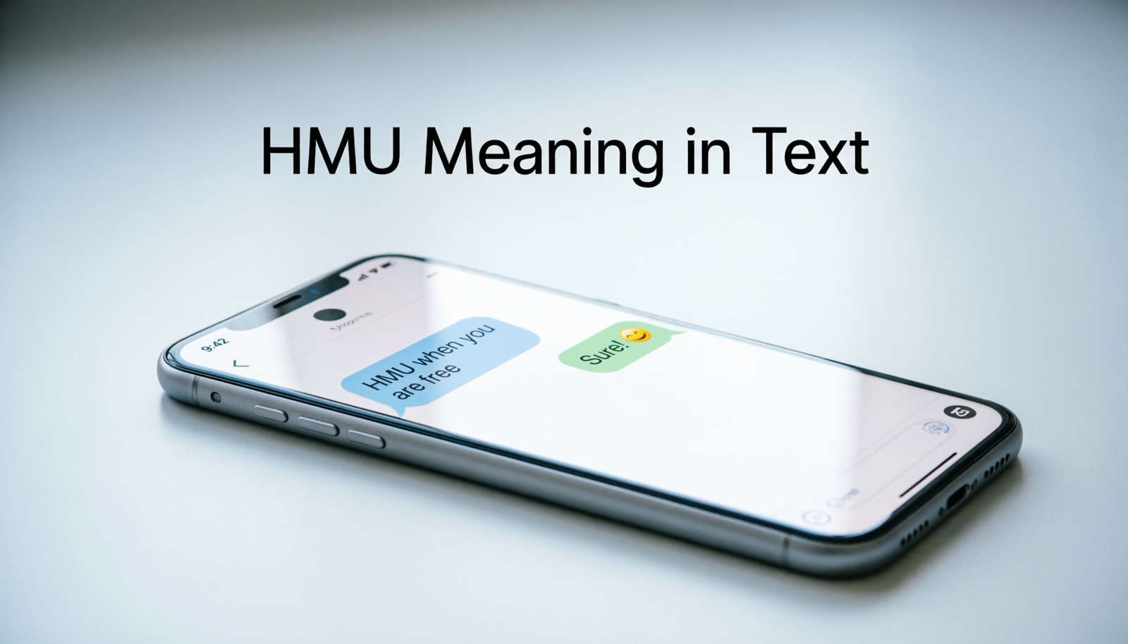 Phone displaying a text conversation explaining the HMU meaning in text
