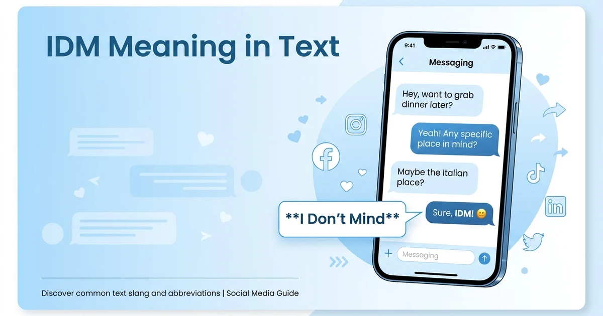 Illustration explaining the IDM meaning in text with common chat examples