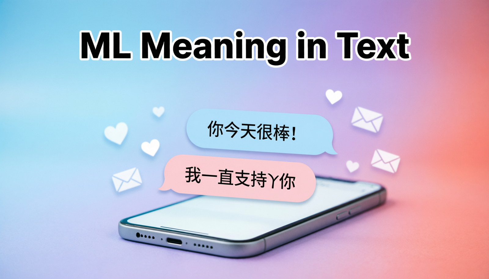 Phone displaying a conversation that explains the ML meaning in text as My Love and Much Love