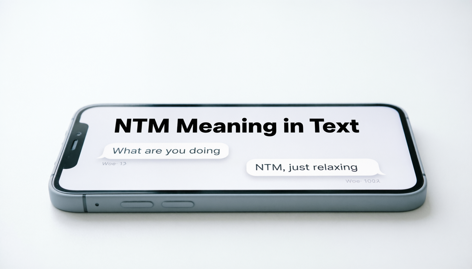 Phone conversation explaining NTM meaning in text with simple chat examples