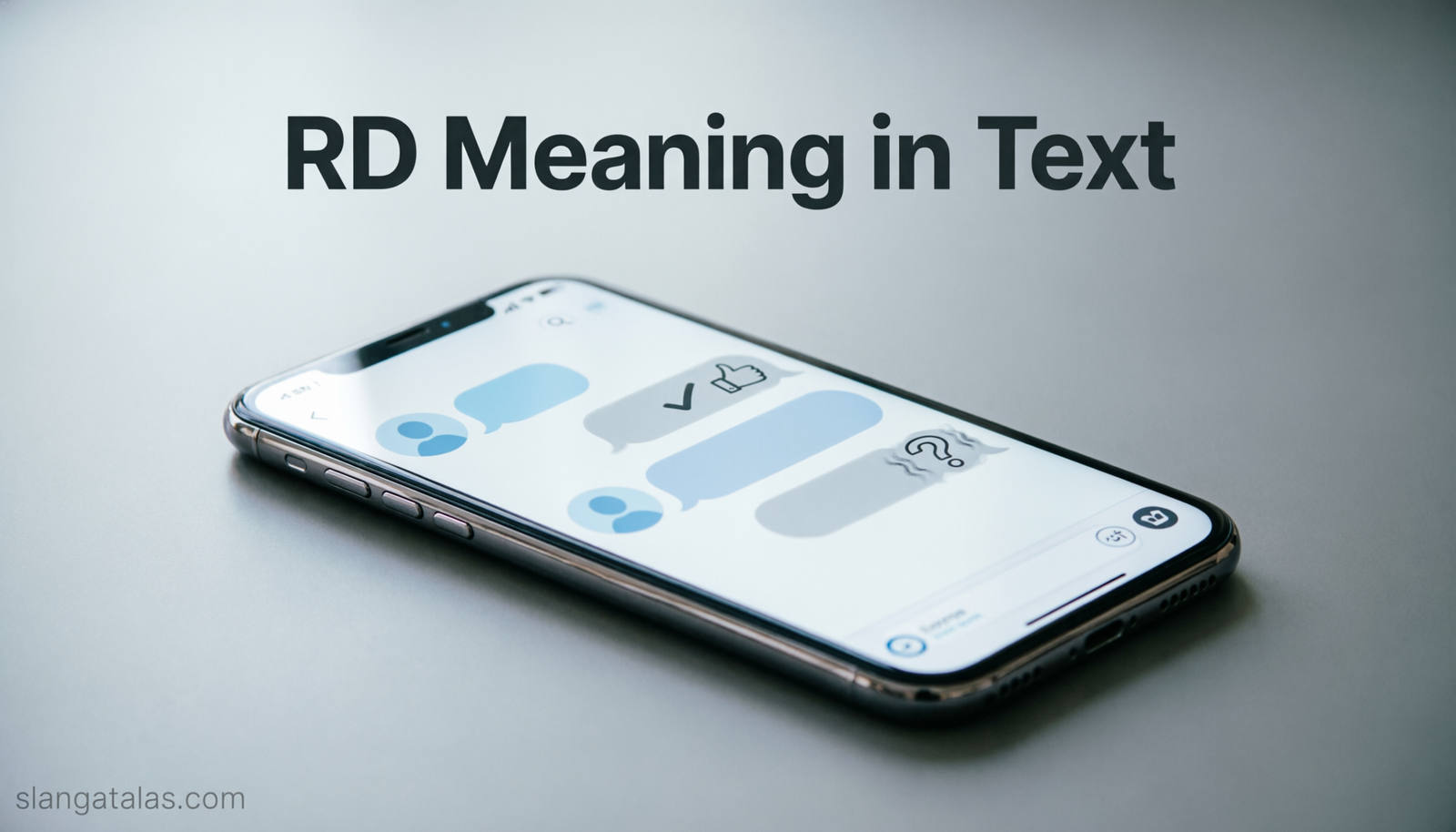 Phone displaying a conversation that explains the RD meaning in text as real deal