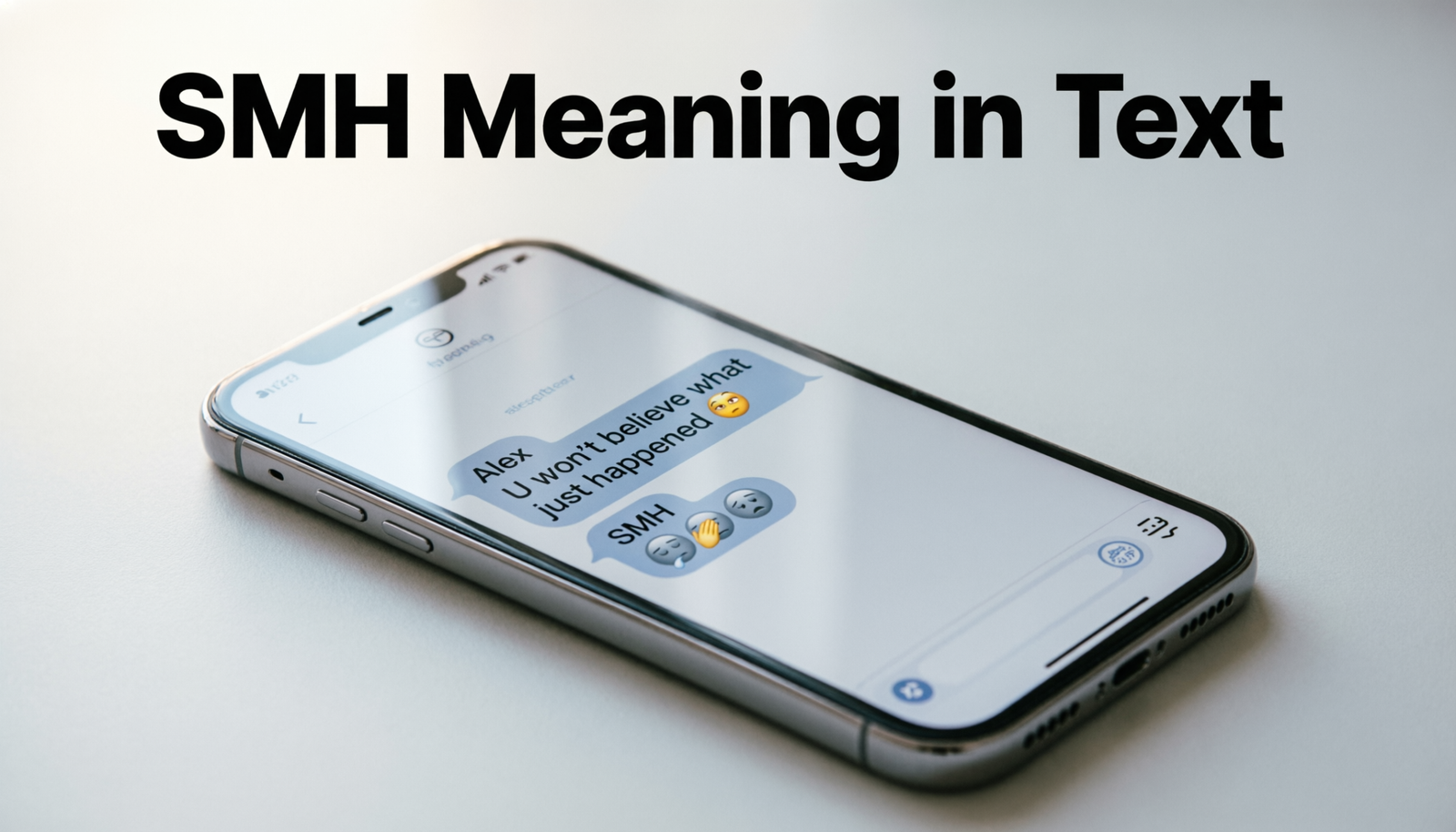 Phone displaying a conversation that explains the SMH meaning in text