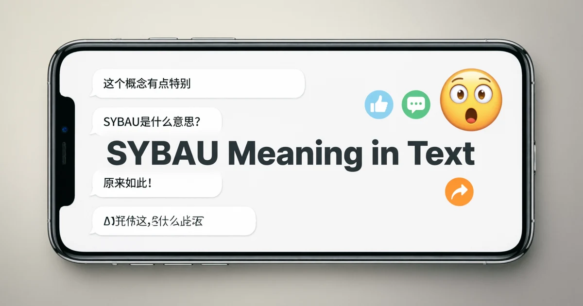 Phone screen showing a text conversation explaining the SYBAU meaning in text