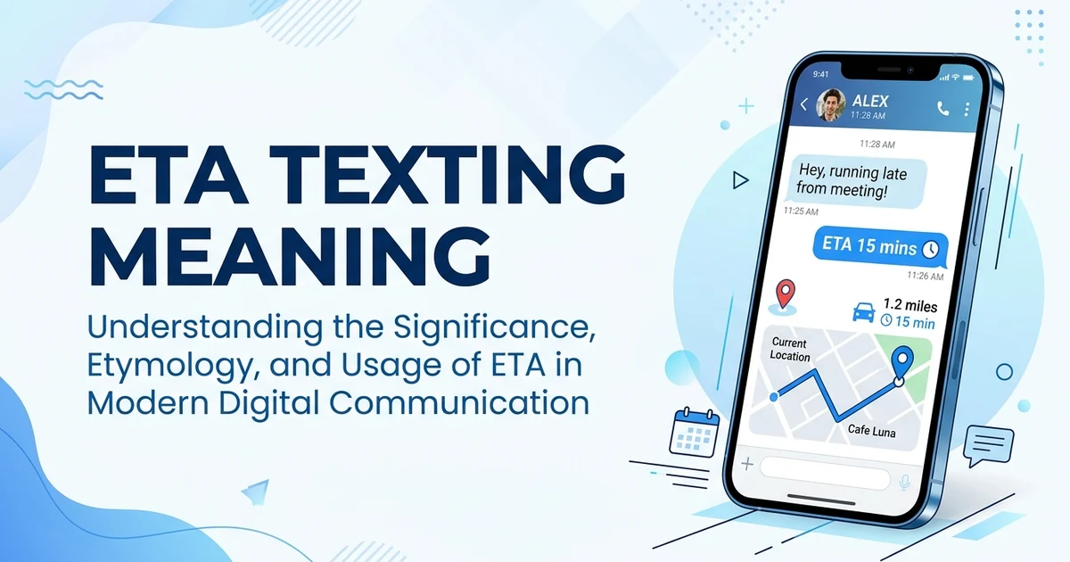 Person checking a phone showing an ETA texting conversation before meeting a friend