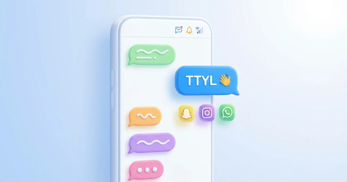 TTYL meaning in text shown on a smartphone chat with messaging conversation example