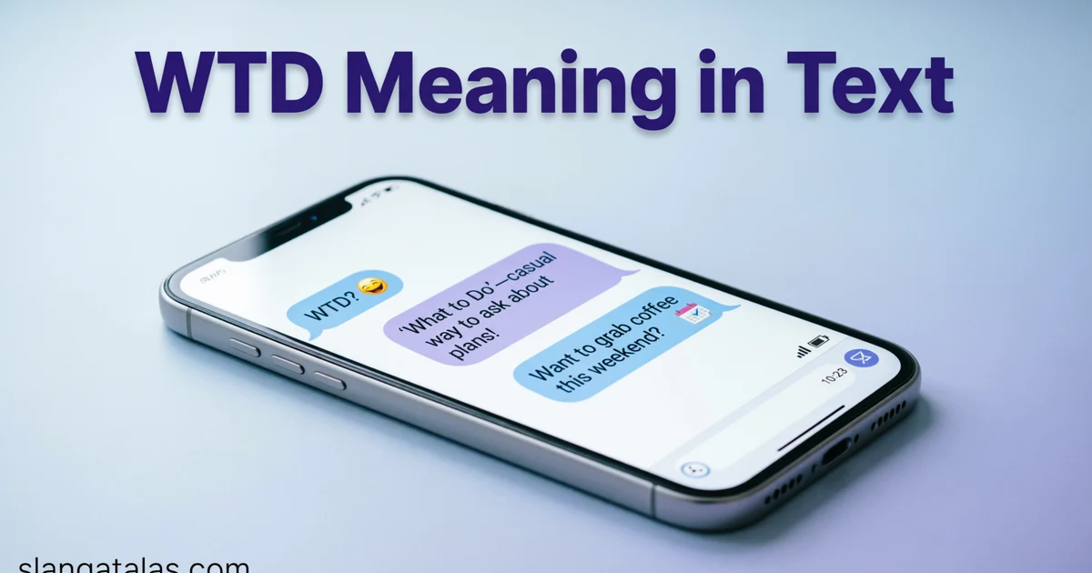 Phone displaying a conversation that explains the WTD meaning in text