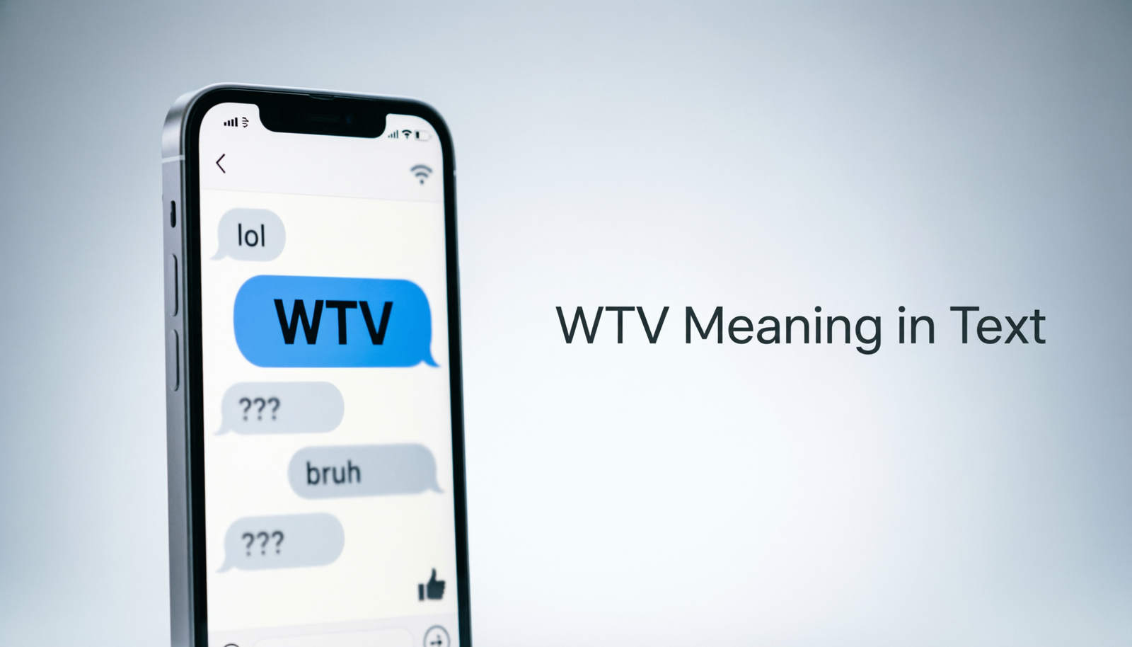 Phone screen showing a conversation that explains the WTV meaning in text