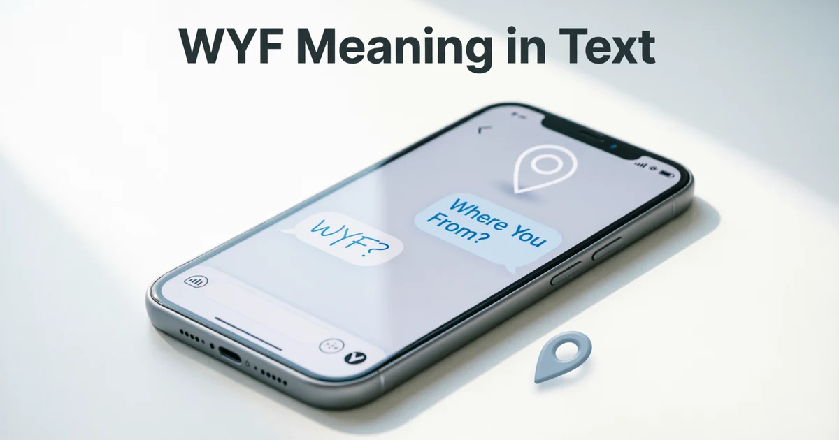 Phone displaying a chat that explains the WYF meaning in text as Where You From
