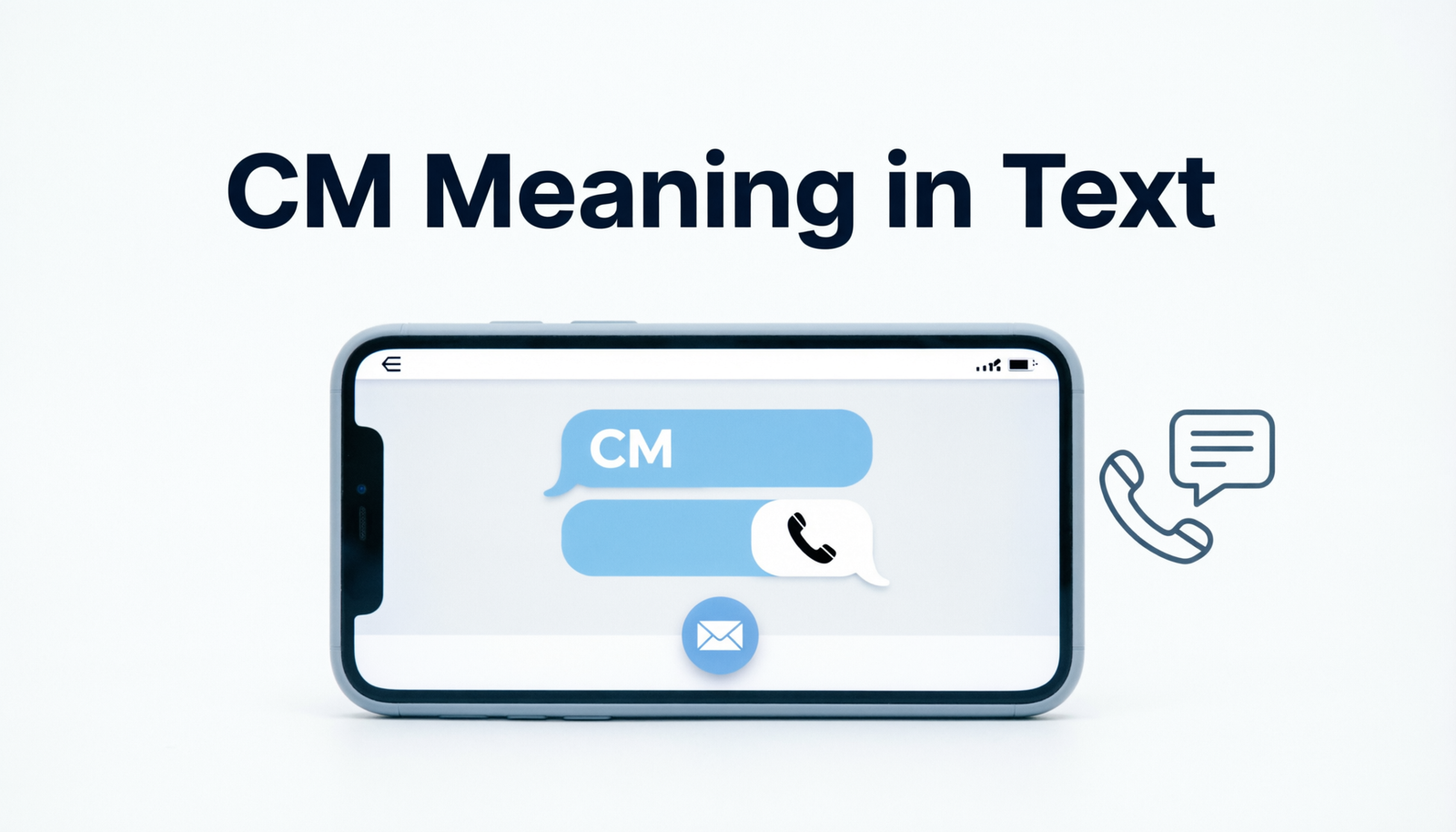 Illustration explaining CM meaning in text with messaging examples