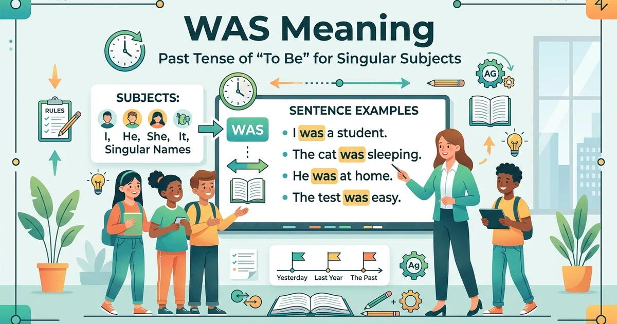 Learn what was means, when to use it, and the difference between was and were with simple English examples.