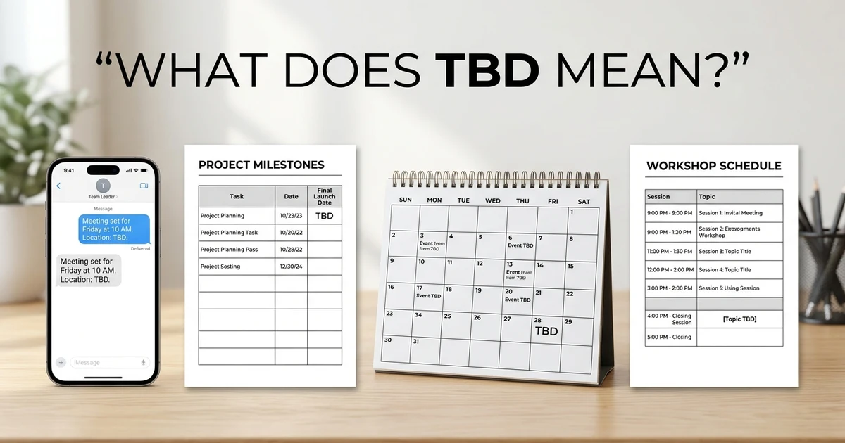 See what this common abbreviation means, where you may encounter it, and how it differs from similar terms such as TBA and TBC.