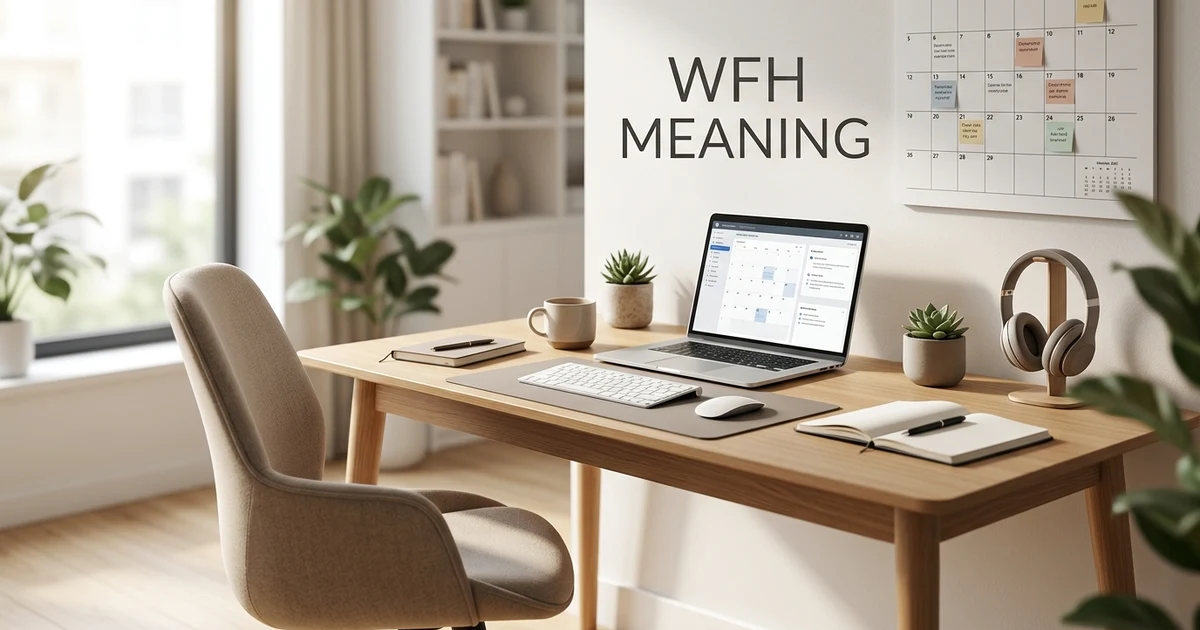 WFH meaning explained with a person working from home at a desk
