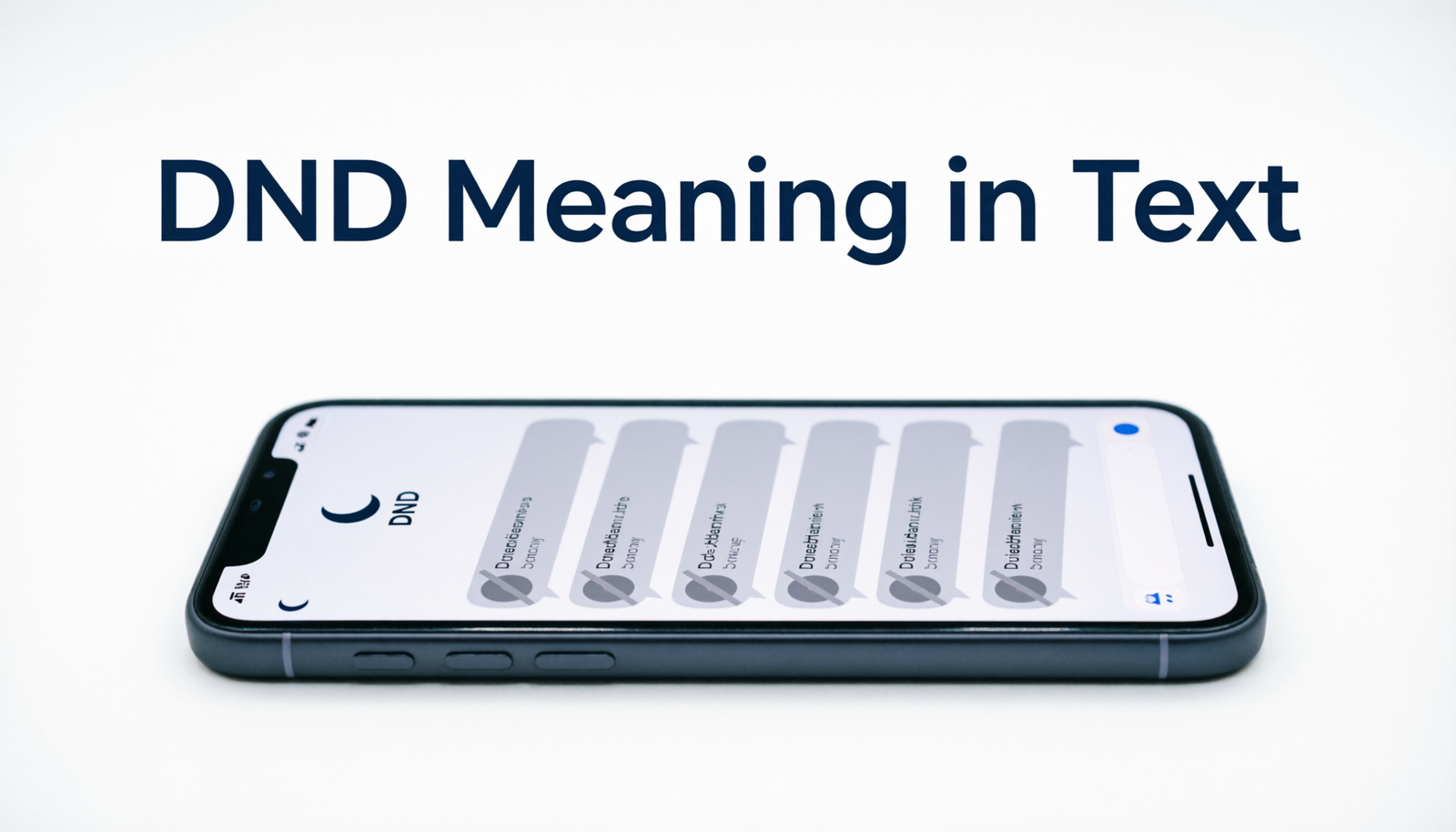 Smartphone displaying Do Not Disturb mode with examples of DND meaning in text