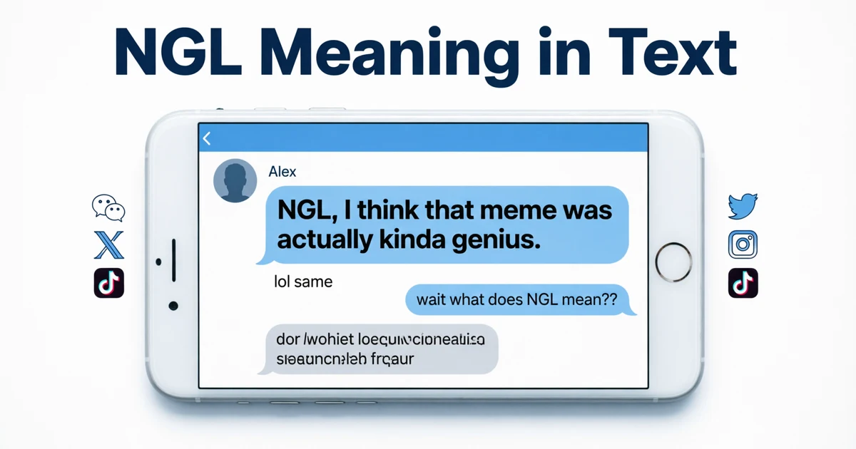 Person reading a text message showing the NGL meaning in text with simple chat examples