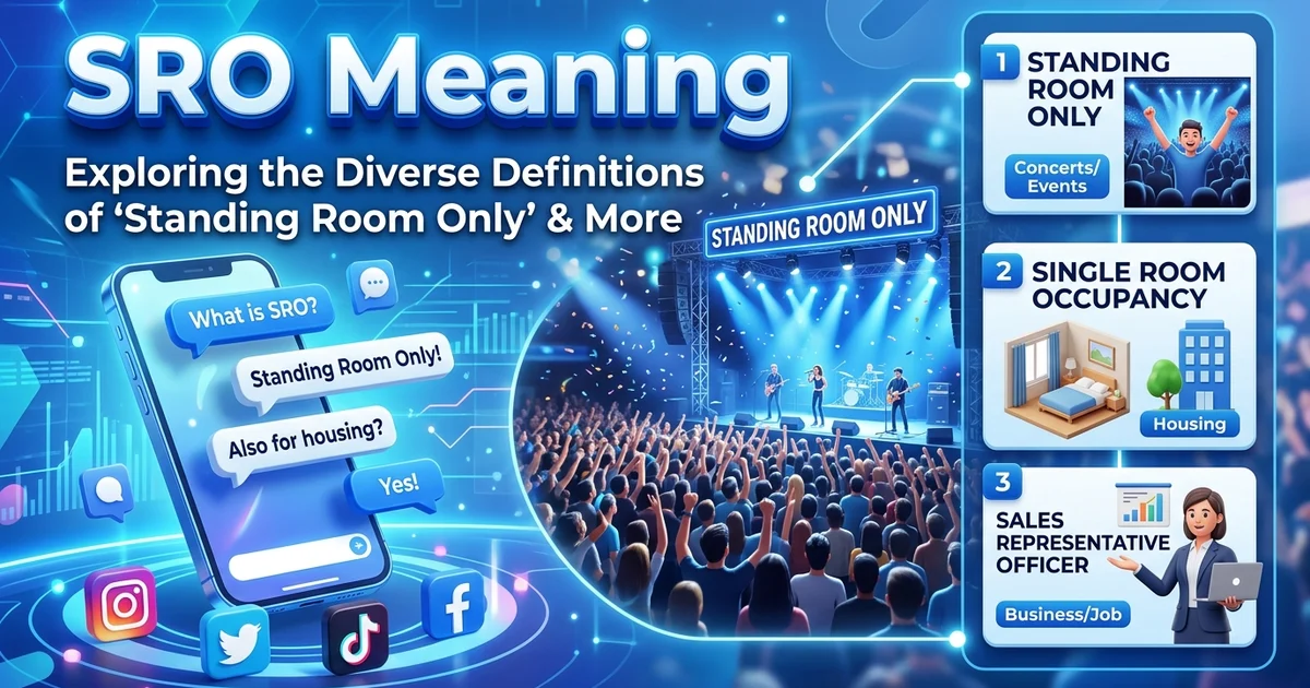Illustration explaining SRO meaning in slang and texting with common examples
