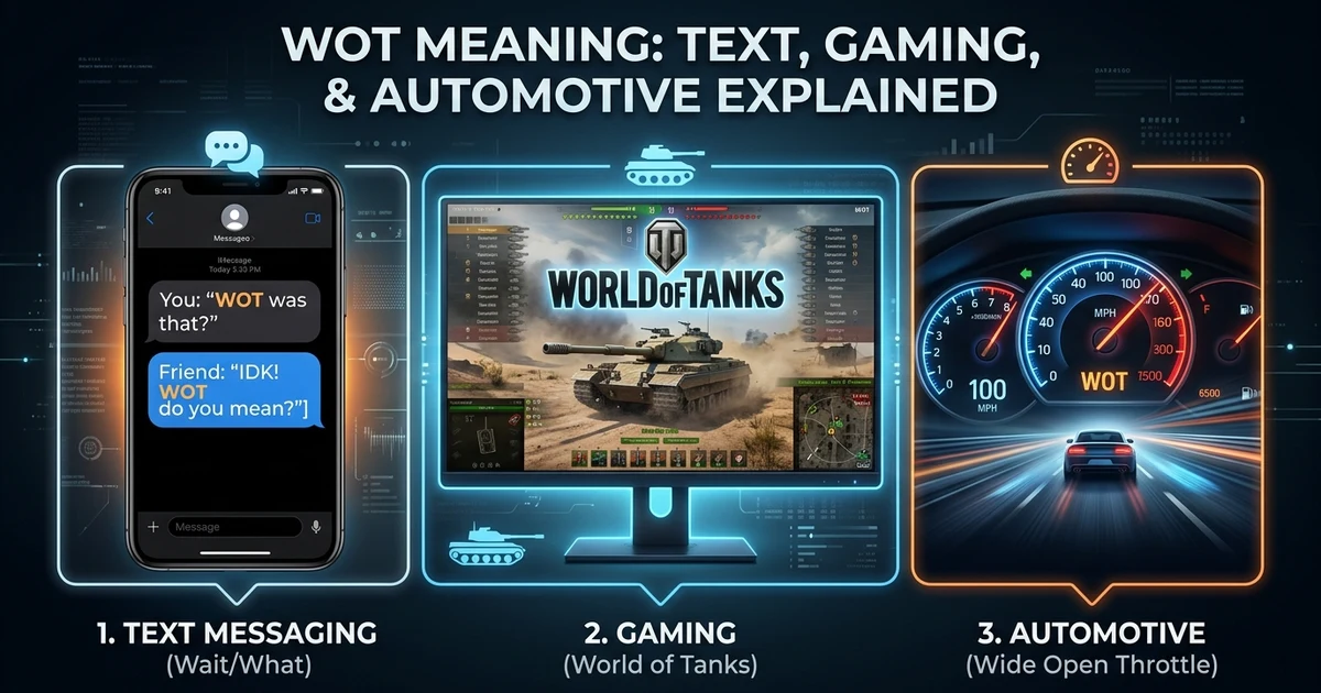 WOT meaning in text, gaming, and automotive terms