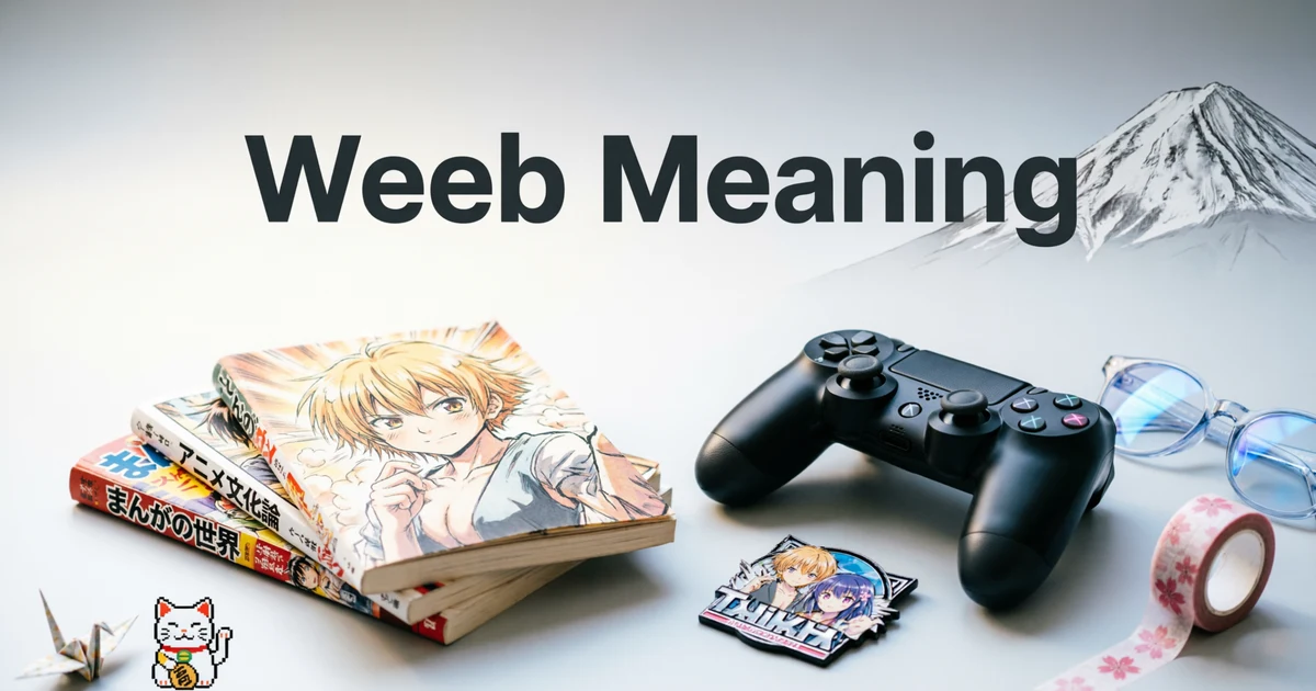Weeb meaning explained with anime and Japanese pop culture themed illustrations