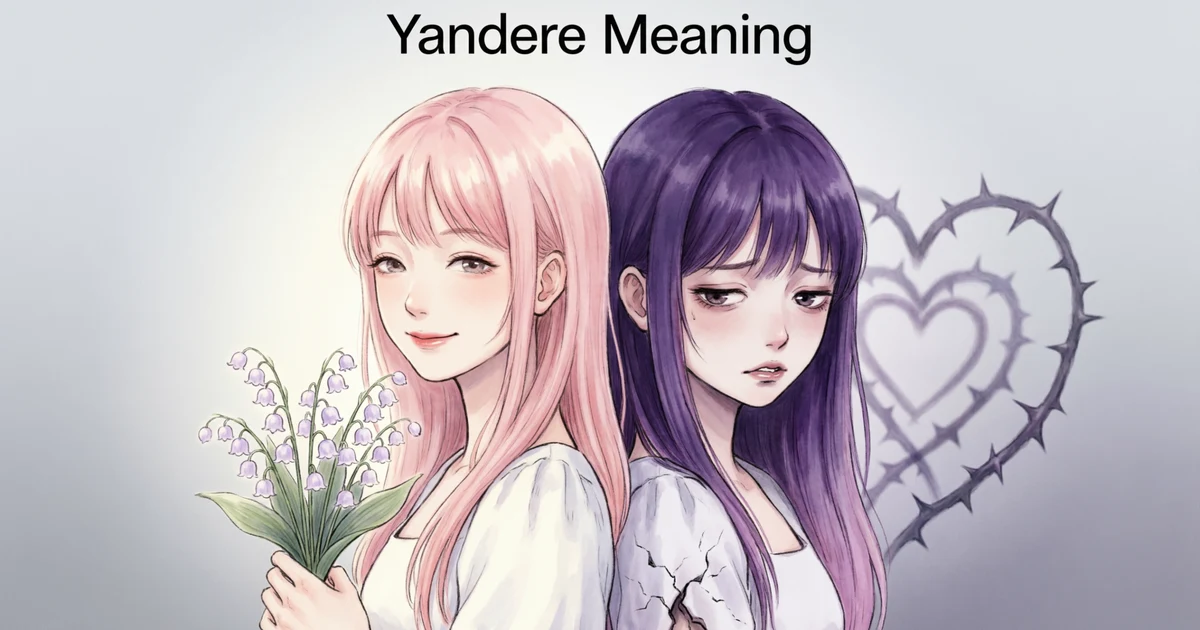 Anime inspired character illustrating the yandere meaning and obsessive love archetype